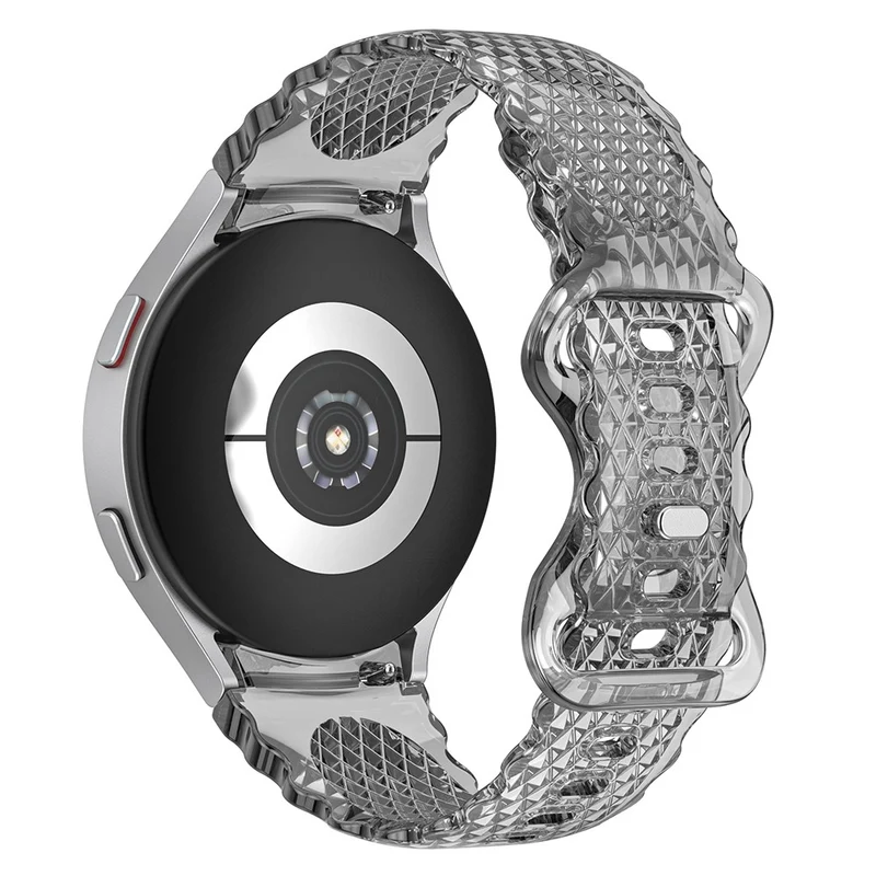 Samsung Galaxy Watch 5 / 4 crescent floral border clear strap - Transparent Grey