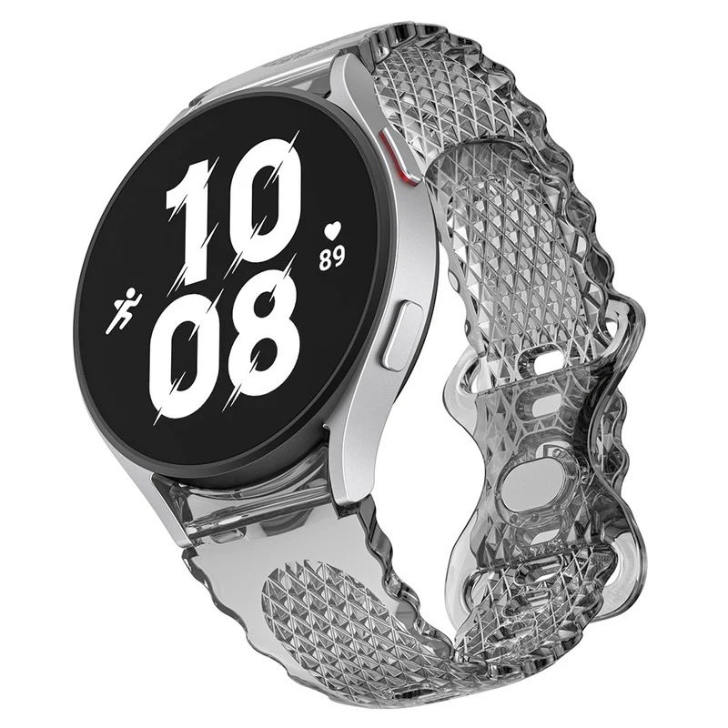 Samsung Galaxy Watch 5 / 4 crescent floral border clear strap - Transparent Grey