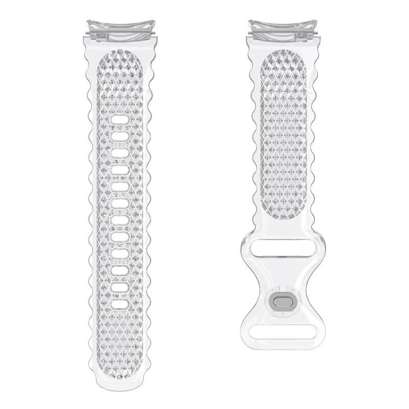 Samsung Galaxy Watch 5 / 4 crescent floral border clear strap - Transparent Grey