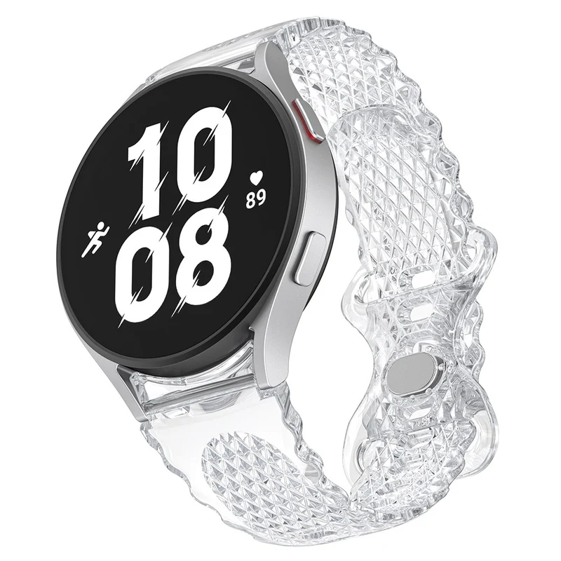 Samsung Galaxy Watch 5 / 4 crescent floral border clear strap - Transparent Grey