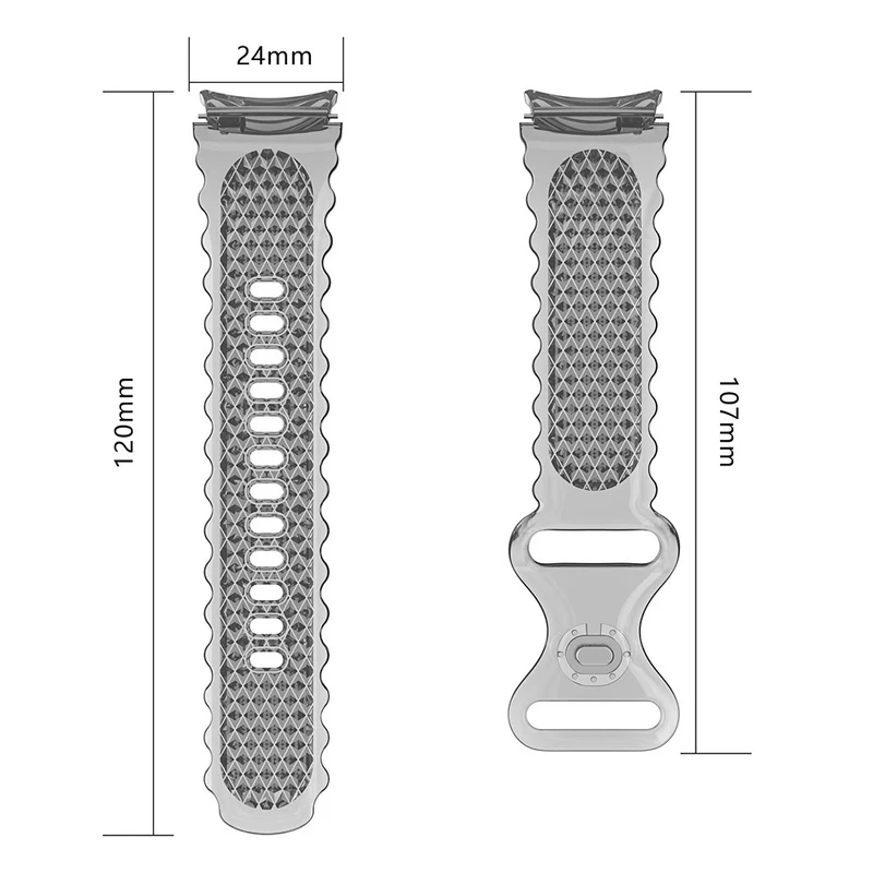 Samsung Galaxy Watch 5 / 4 crescent floral border clear strap - Transparent Grey