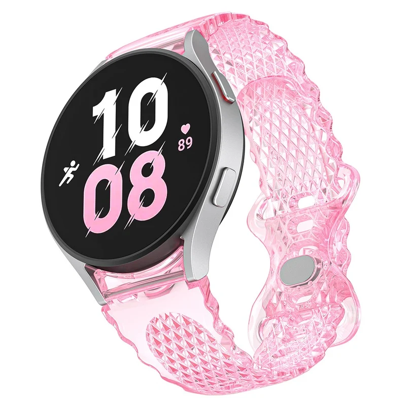 Samsung Galaxy Watch 5 / 4 crescent floral border clear strap - Transparent Grey