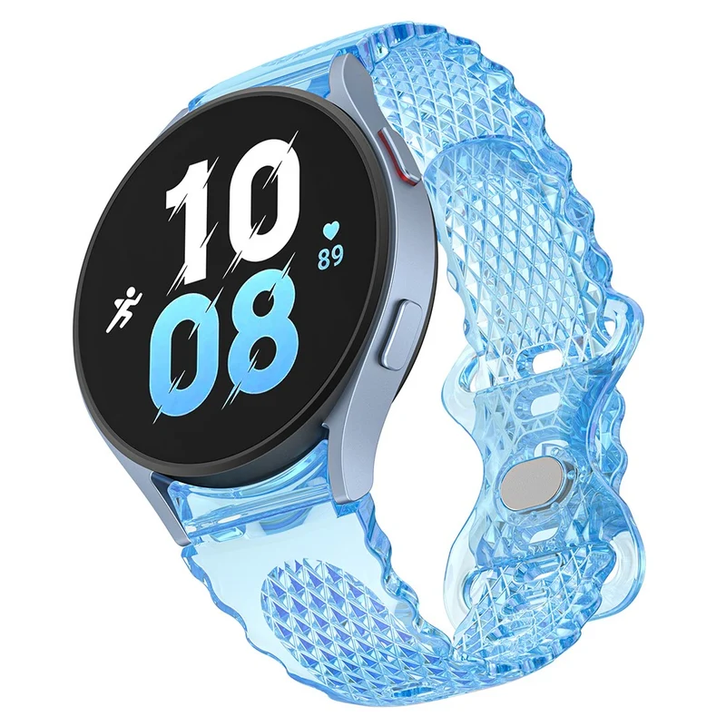 Samsung Galaxy Watch 5 / 4 crescent floral border clear strap - Transparent Grey