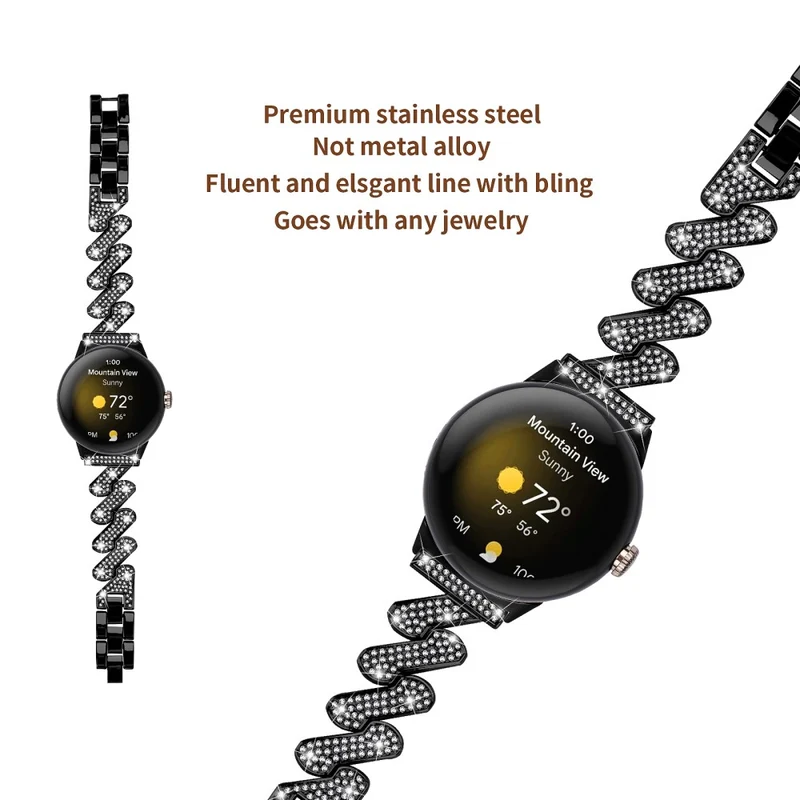 Google Pixel Watch rhinestone luxury décor metal strap