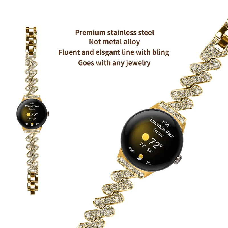 Google Pixel Watch rhinestone luxury décor metal strap