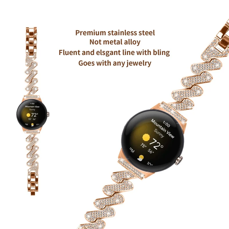 Google Pixel Watch rhinestone luxury décor metal strap