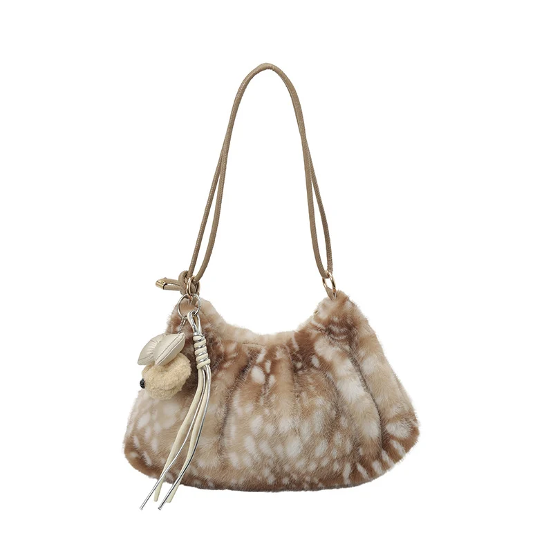 Luxuriöse Kunstpelz Schultertasche