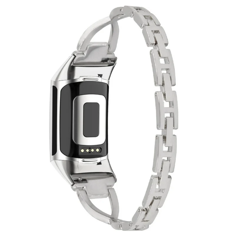 Fitbit Charge 5 rhinestone décor cross design metal strap - Rose Gold