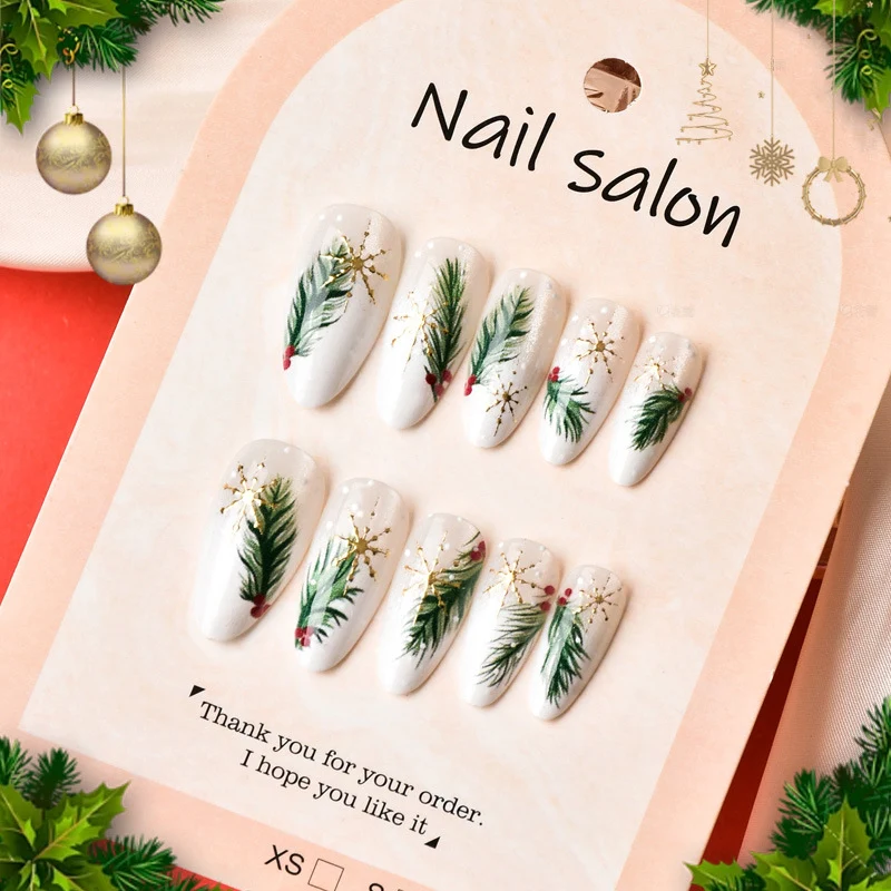 Festliche Botanische Press-On Nagelkunst
