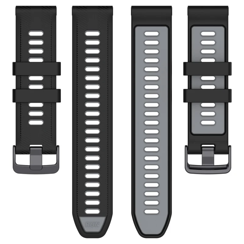 22mm Garmin / Coros / Amazfit dual color silicone strap - Black / Grey