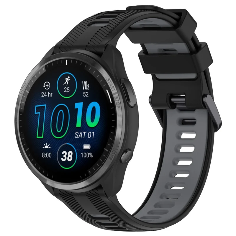 22mm Garmin / Coros / Amazfit dual color silicone strap - Black / Grey