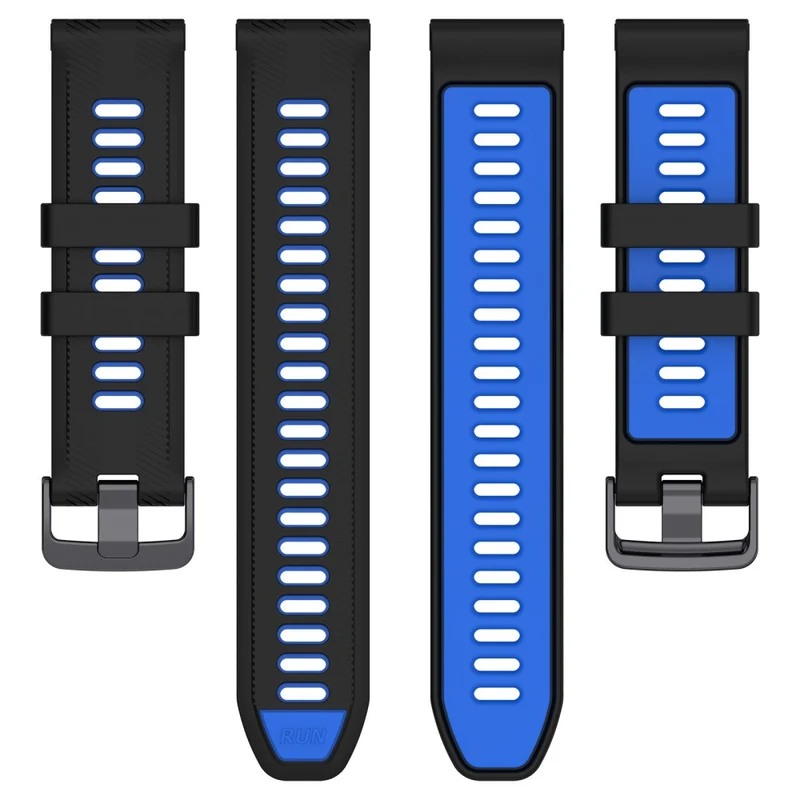 22mm Garmin / Coros / Amazfit dual color silicone strap - Black / Grey