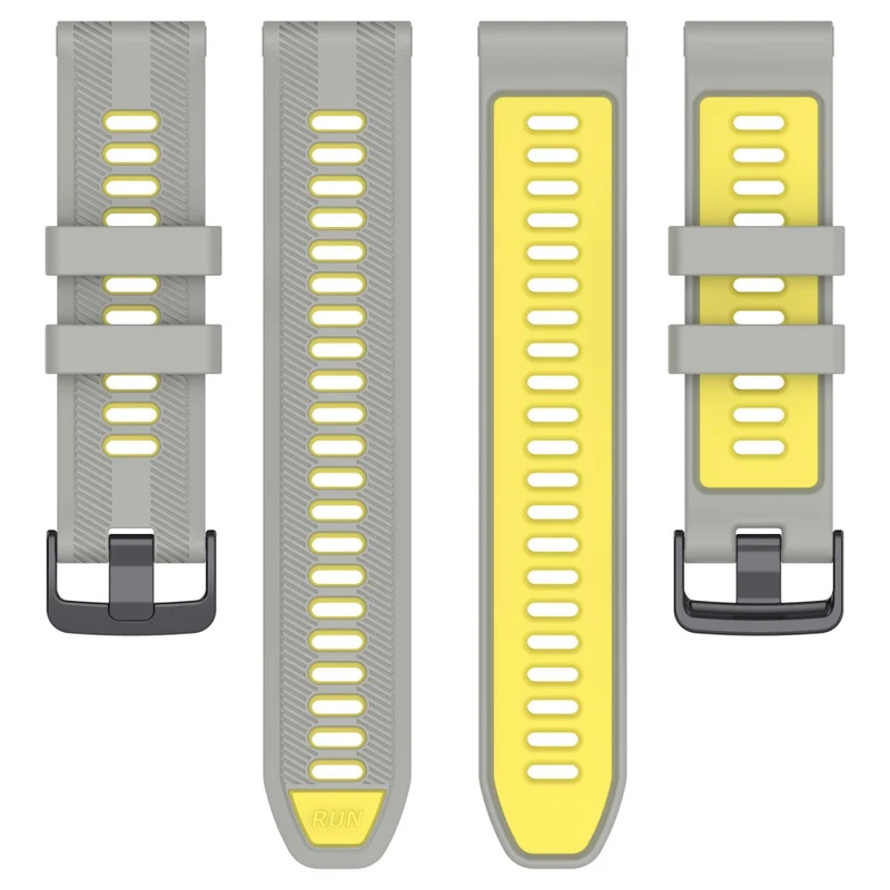 22mm Garmin / Coros / Amazfit dual color silicone strap - Black / Grey