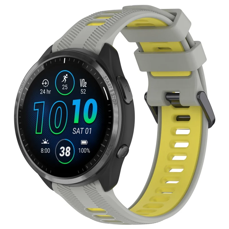 22mm Garmin / Coros / Amazfit dual color silicone strap - Black / Grey