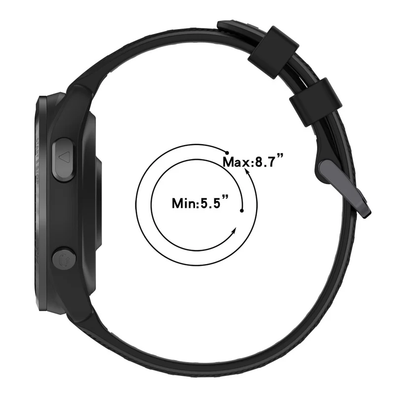 22mm Garmin / Coros / Amazfit dual color silicone strap - Black / Grey