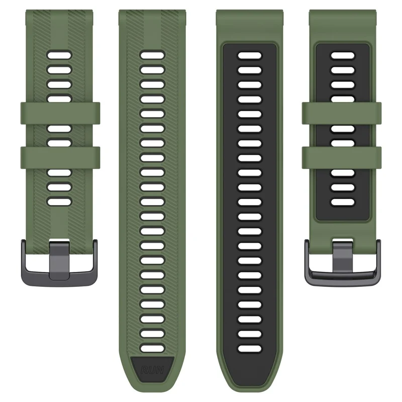 22mm Garmin / Coros / Amazfit dual color silicone strap - Black / Grey