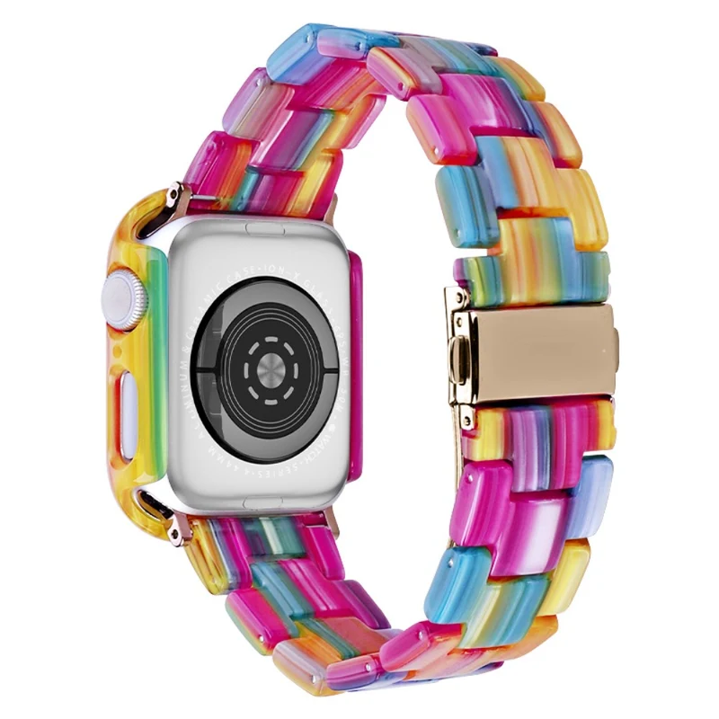 Apple Watch Series 8 (41mm) resin style strap with cover - Rainbow
