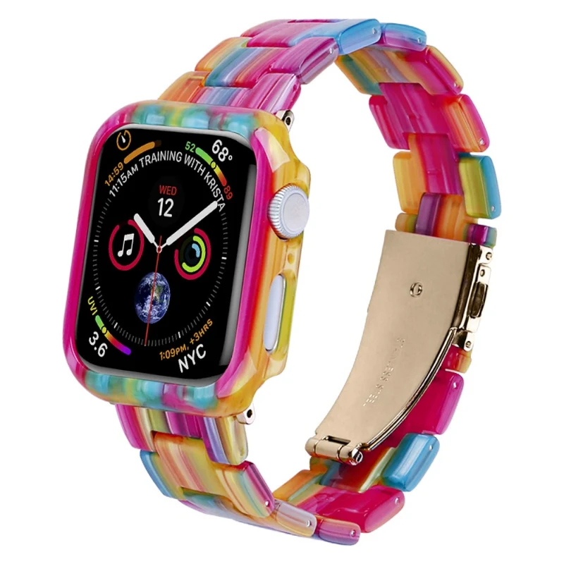 Apple Watch Series 8 (41mm) resin style strap with cover - Rainbow