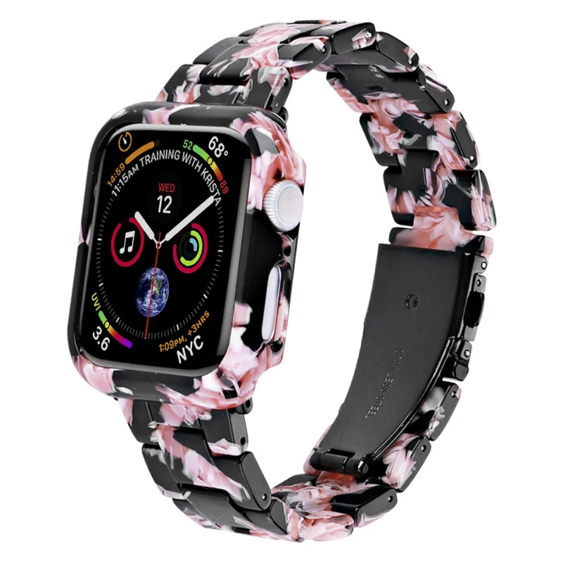 Apple Watch SE 2022 (44mm) / SE / 6 / 5 / 4 resin style strap with cover - Rainbow