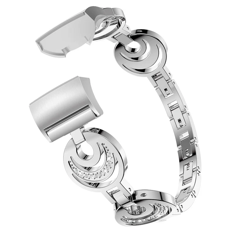 Fitbit Charge 4 / 3 rhinestone décor moon design metal strap