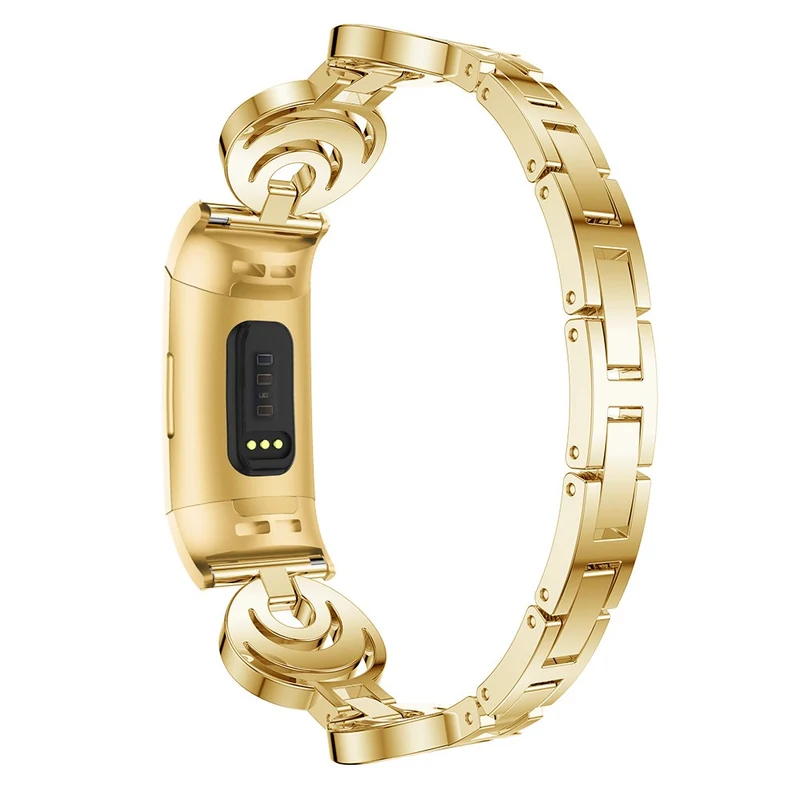 Fitbit Charge 4 / 3 rhinestone décor moon design metal strap