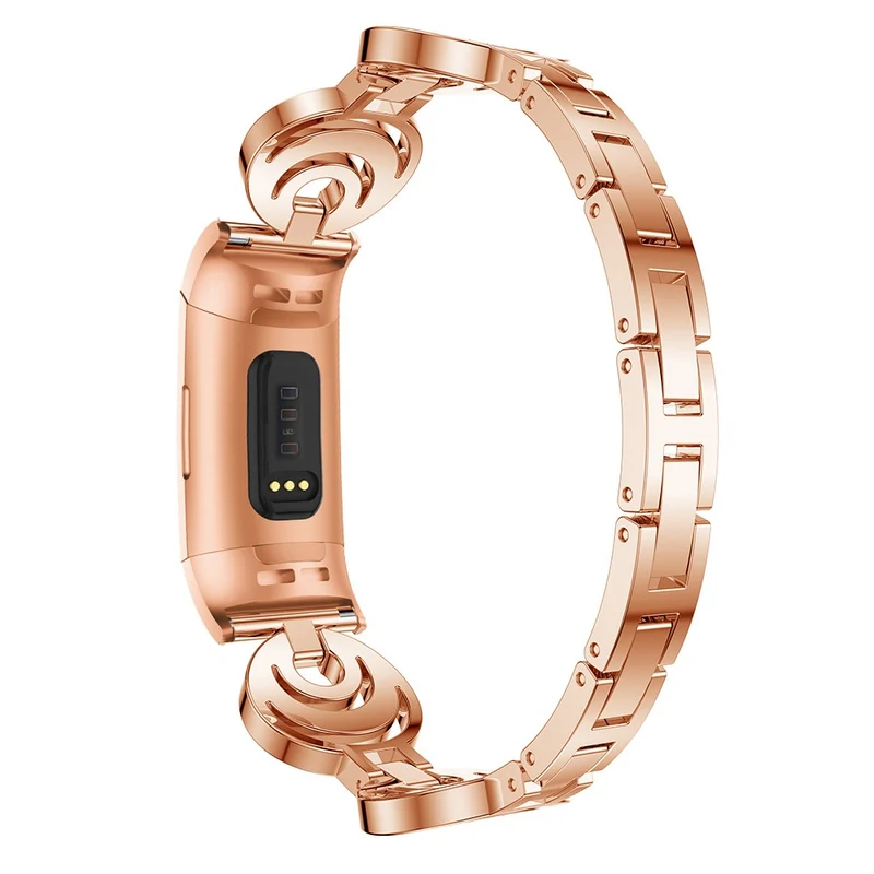 Fitbit Charge 4 / 3 rhinestone décor moon design metal strap