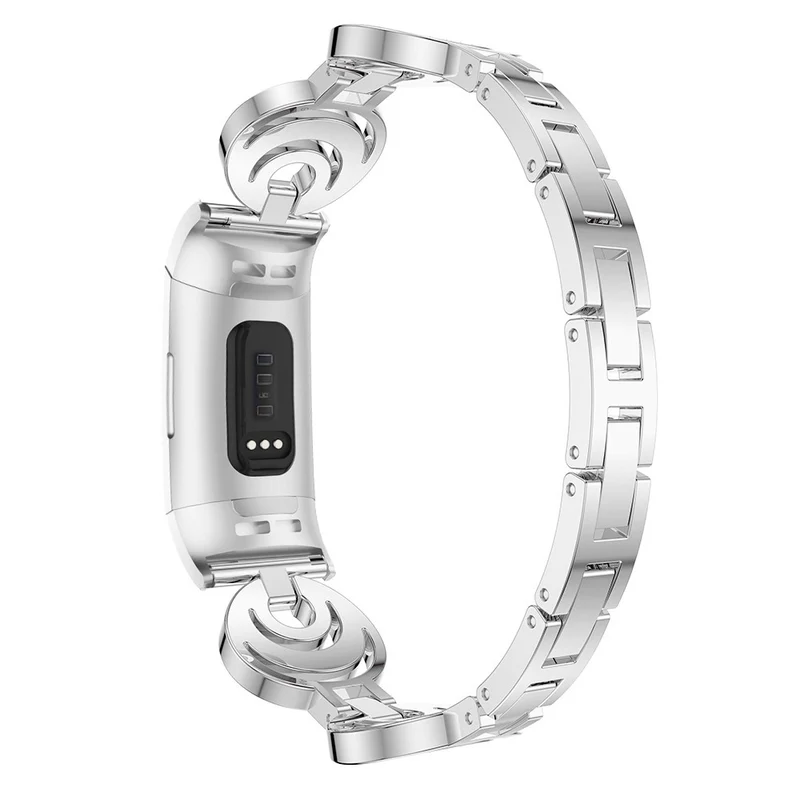 Fitbit Charge 4 / 3 rhinestone décor moon design metal strap