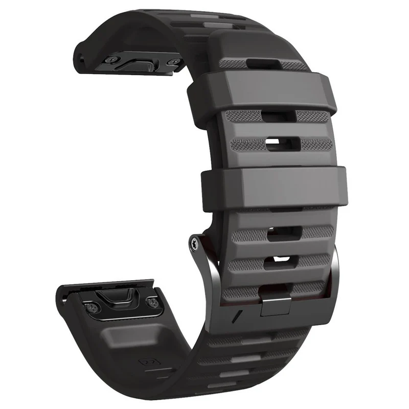 26mm simple stripe silicone strap with black buckle for Garmin watch