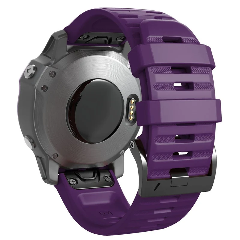 26mm simple stripe silicone strap with black buckle for Garmin watch