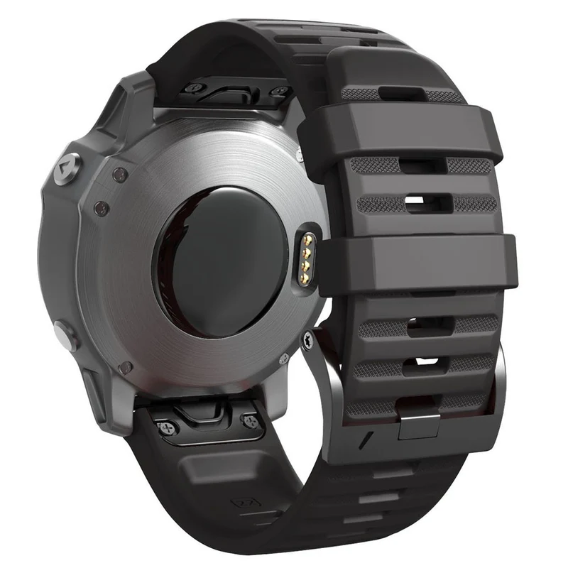 26mm simple stripe silicone strap with black buckle for Garmin watch
