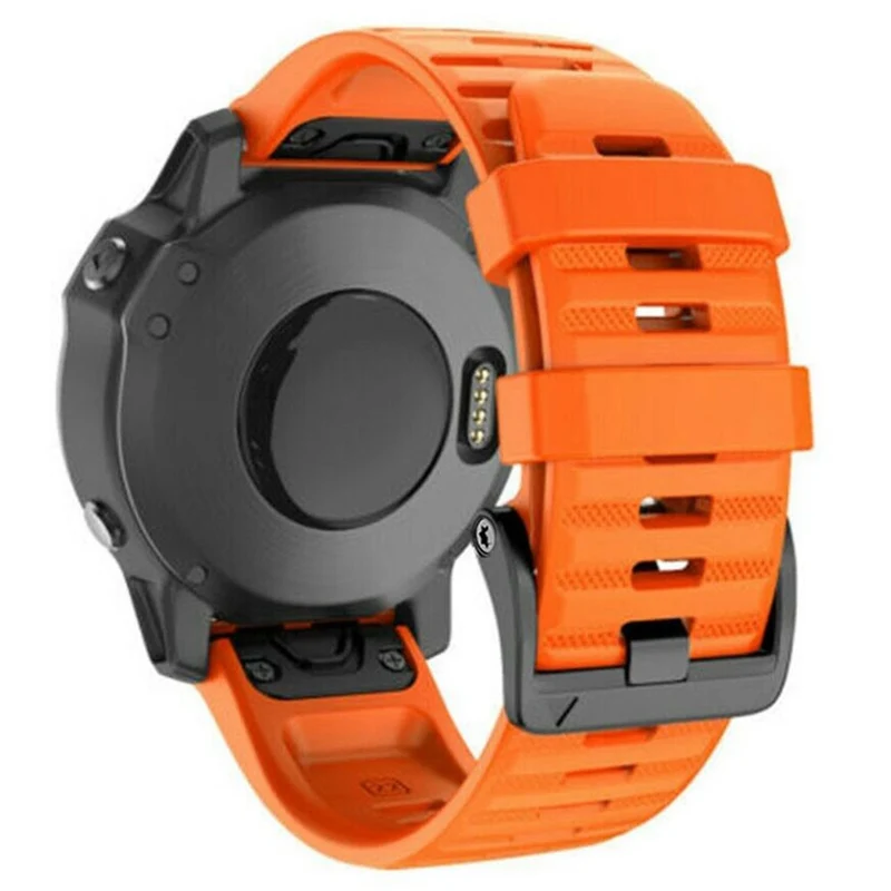 26mm simple stripe silicone strap with black buckle for Garmin watch
