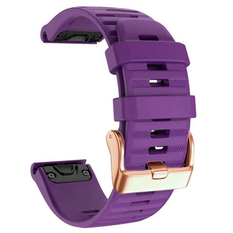 20mm simple stripe silicone strap with rose gold buckle for Garmin watch