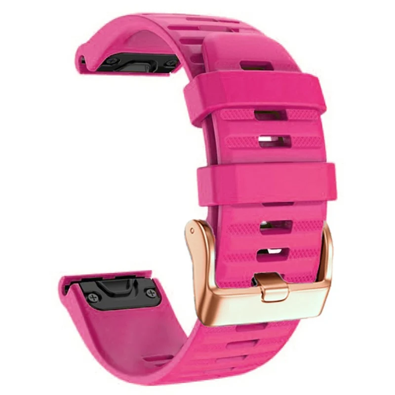 20mm simple stripe silicone strap with rose gold buckle for Garmin watch