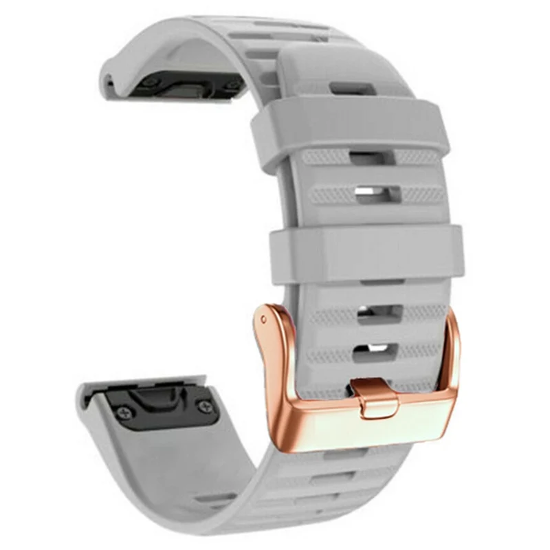 20mm simple stripe silicone strap with rose gold buckle for Garmin watch