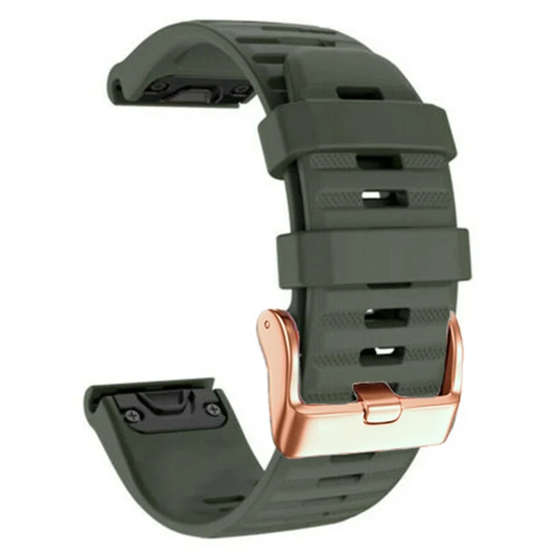 20mm simple stripe silicone strap with rose gold buckle for Garmin watch