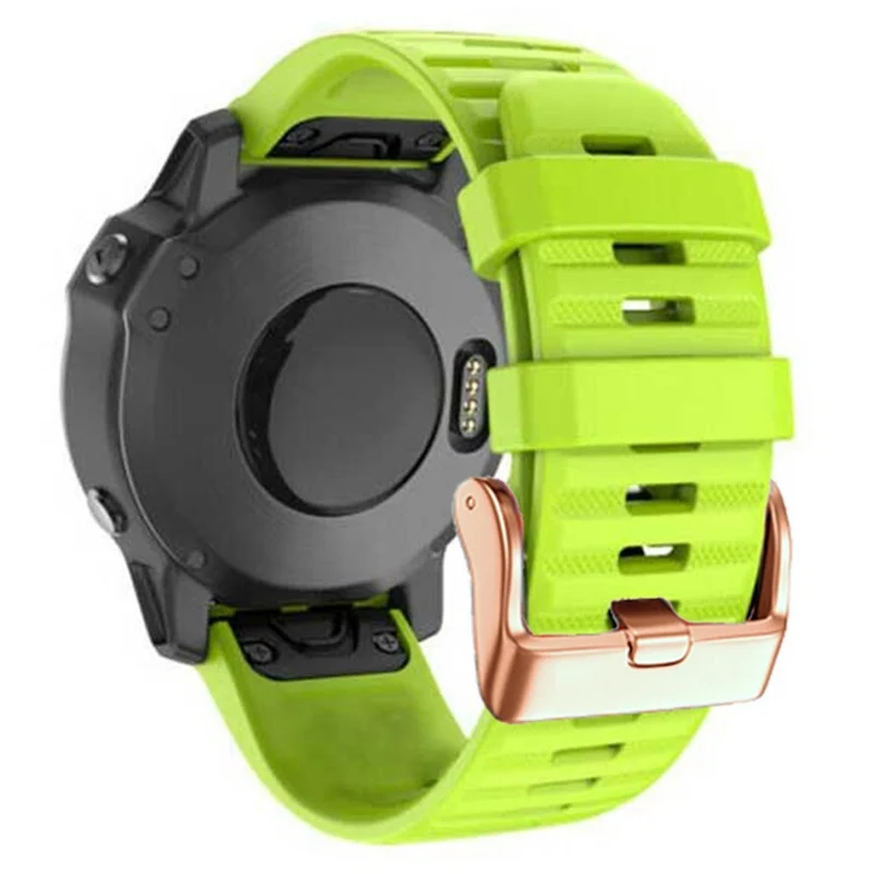 20mm simple stripe silicone strap with rose gold buckle for Garmin watch