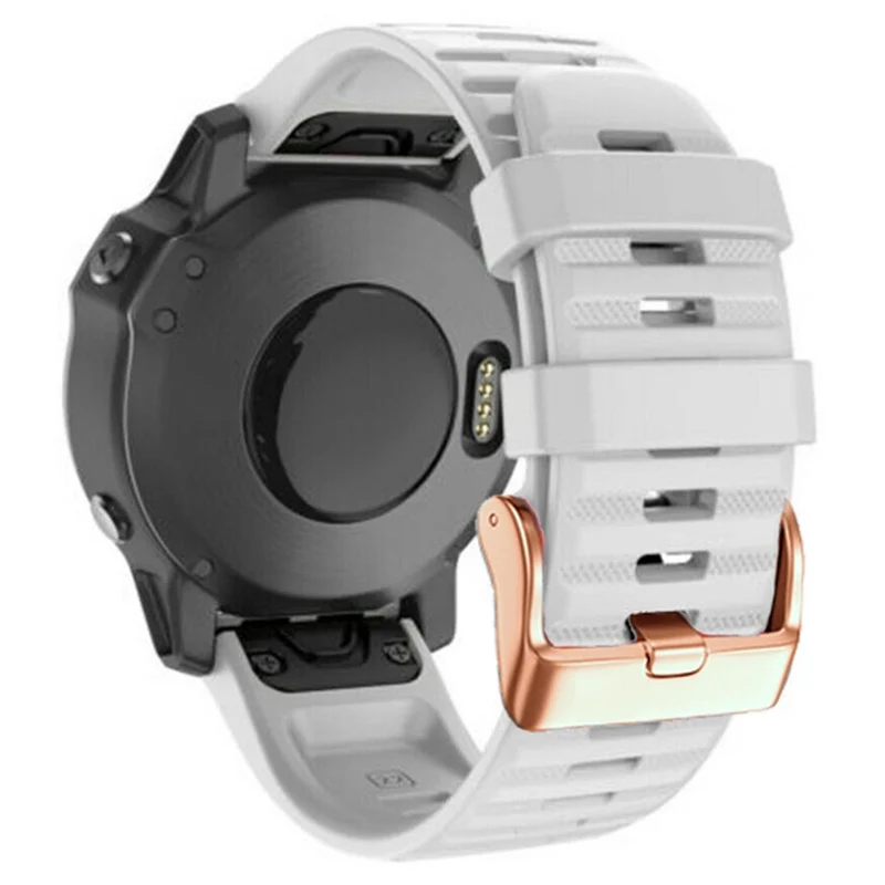 20mm simple stripe silicone strap with rose gold buckle for Garmin watch