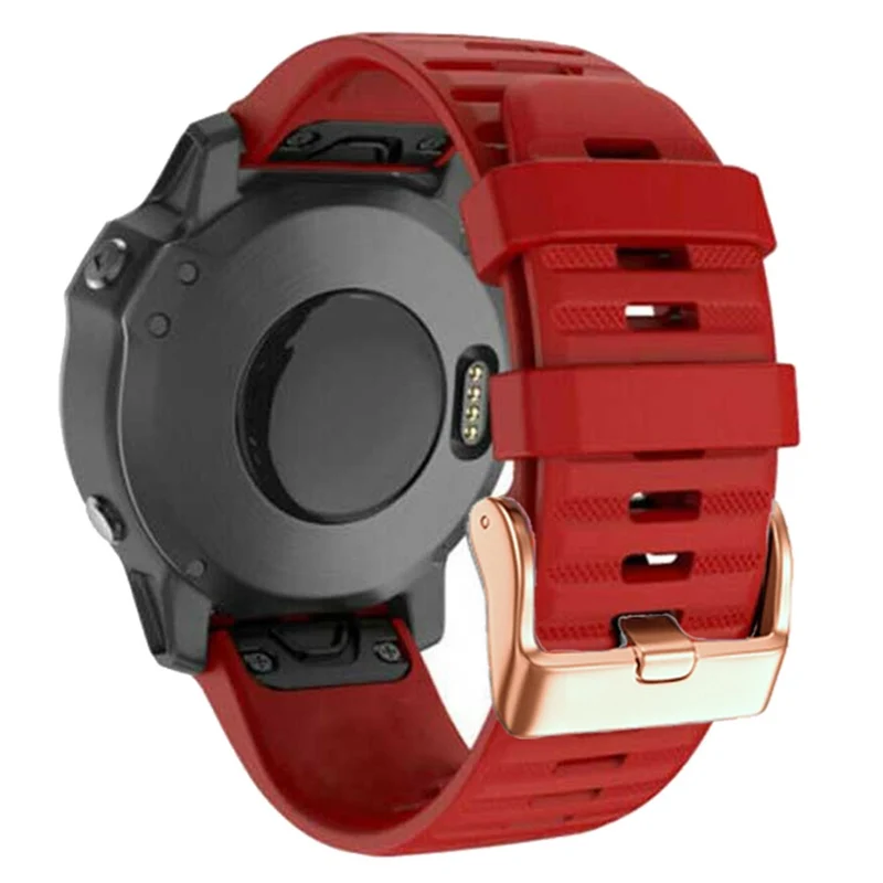 20mm simple stripe silicone strap with rose gold buckle for Garmin watch
