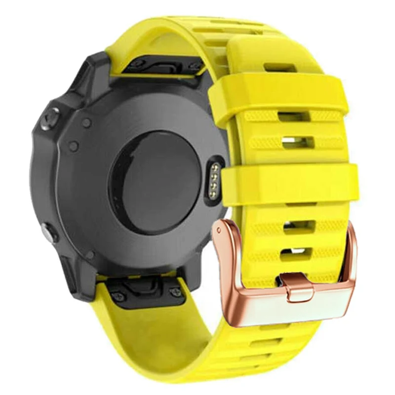 20mm simple stripe silicone strap with rose gold buckle for Garmin watch