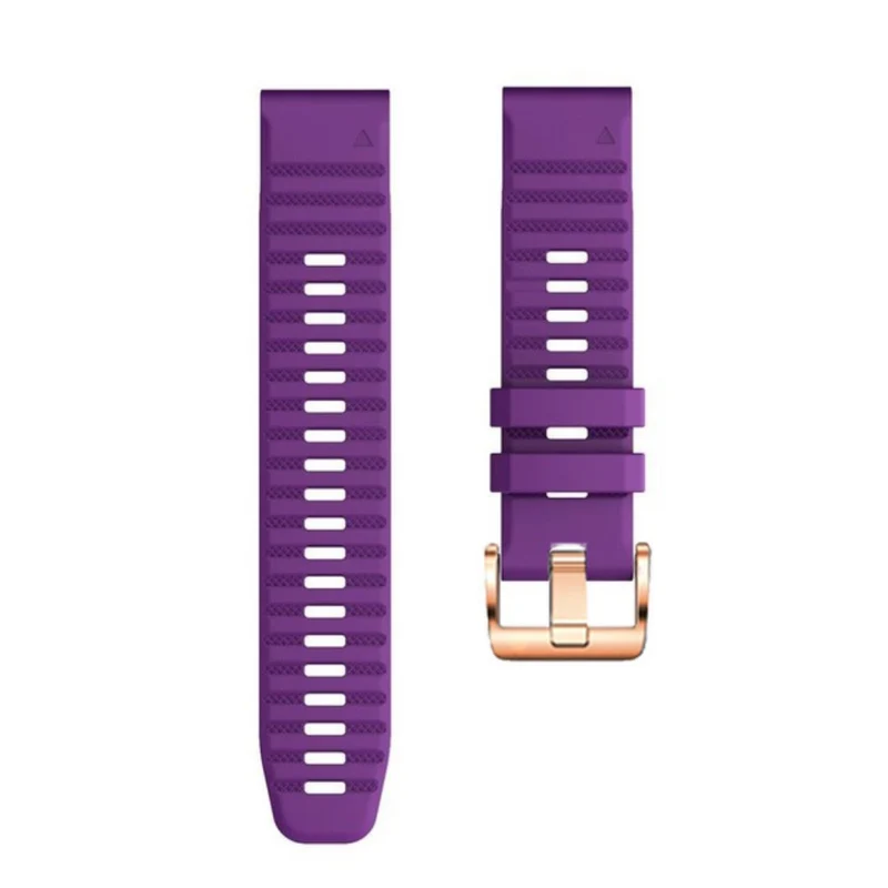 20mm simple stripe silicone strap with rose gold buckle for Garmin watch