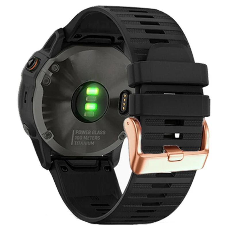 20mm simple stripe silicone strap with rose gold buckle for Garmin watch