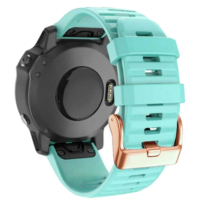 20mm simple stripe silicone strap with rose gold buckle for Garmin watch
