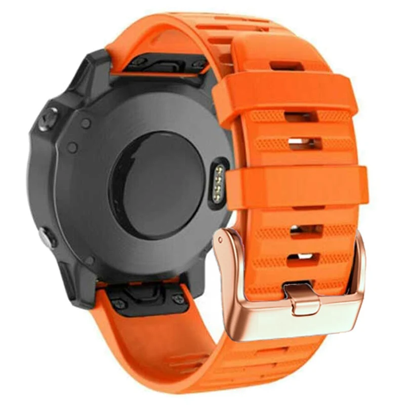20mm simple stripe silicone strap with rose gold buckle for Garmin watch