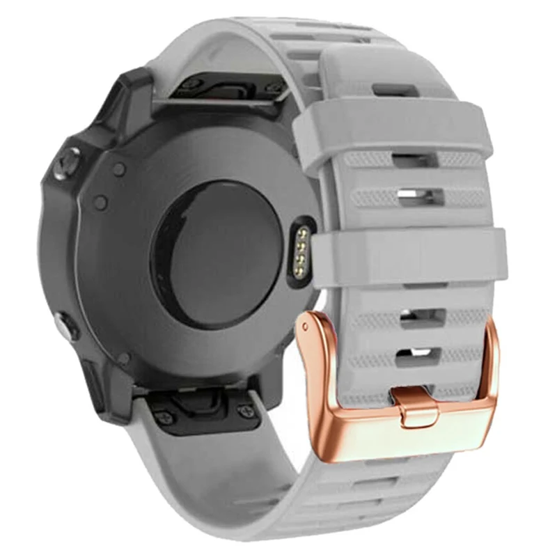 20mm simple stripe silicone strap with rose gold buckle for Garmin watch