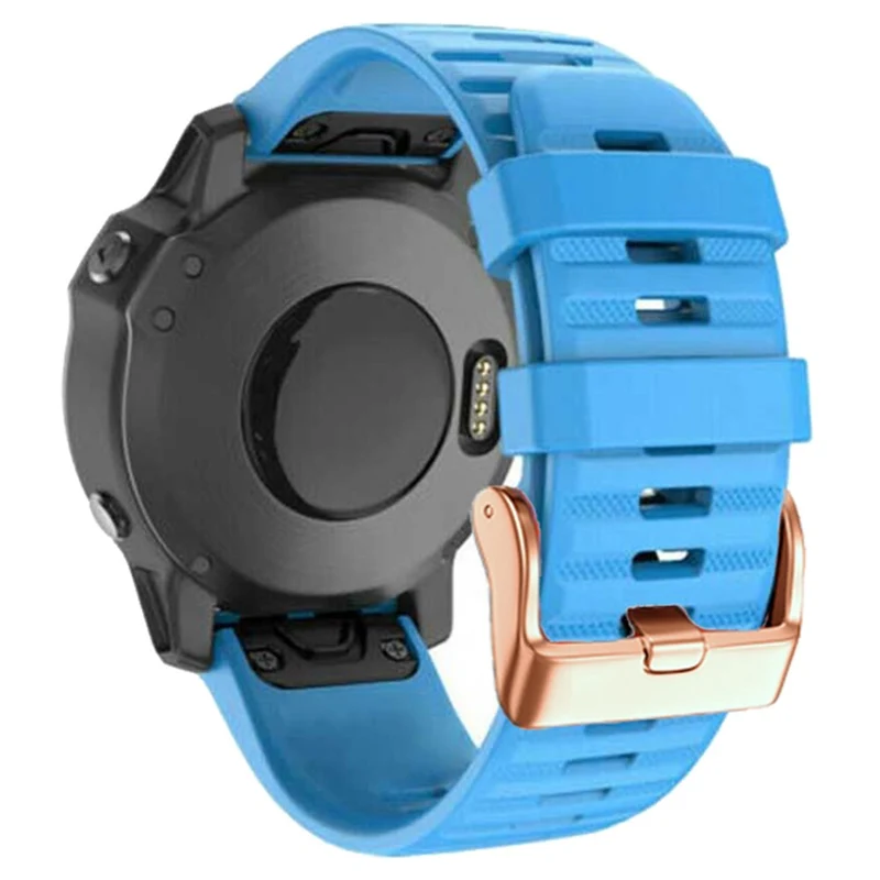 20mm simple stripe silicone strap with rose gold buckle for Garmin watch