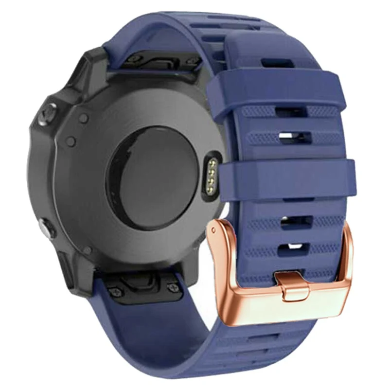 20mm simple stripe silicone strap with rose gold buckle for Garmin watch