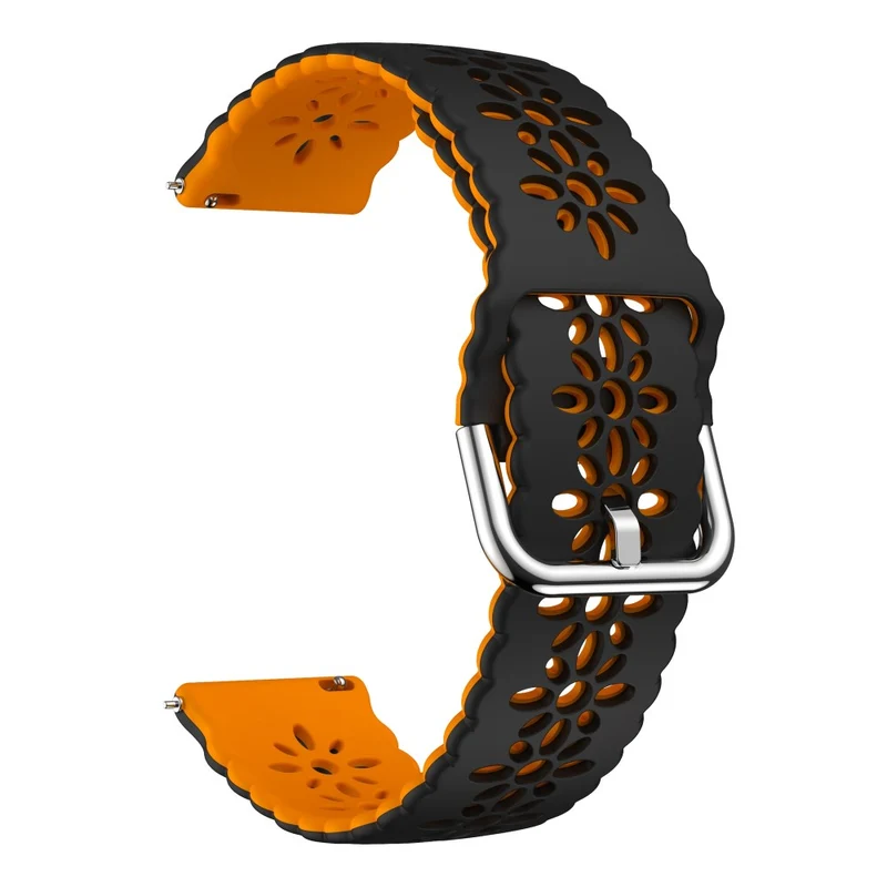 20mm Universal dual color flower hollow strap - Light Grey / Orange