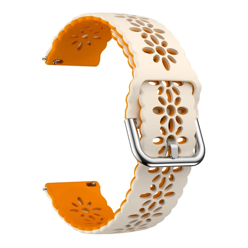 20mm Universal dual color flower hollow strap - Light Grey / Orange