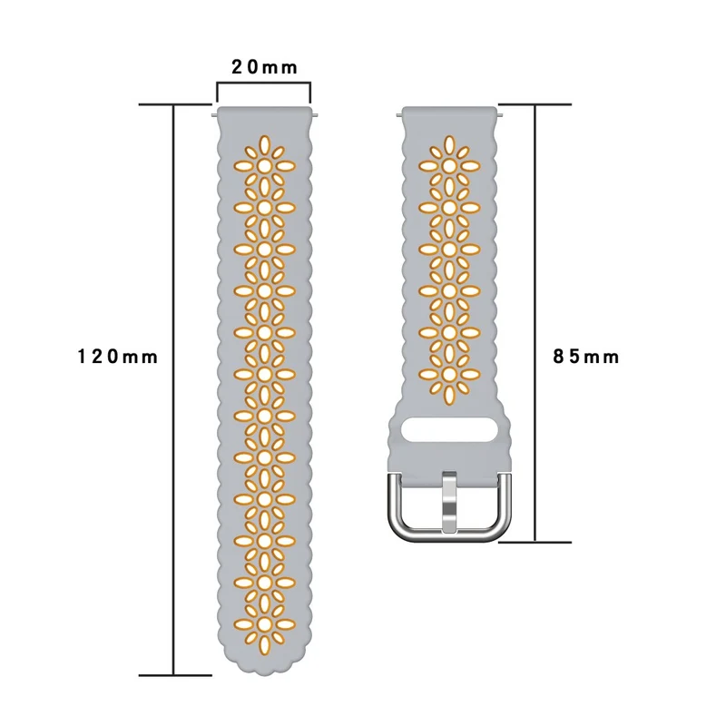 20mm Universal dual color flower hollow strap - Light Grey / Orange
