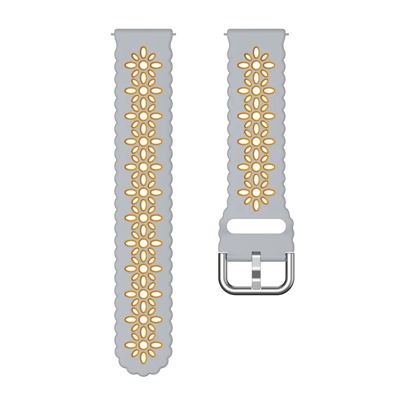 20mm Universal dual color flower hollow strap - Light Grey / Orange